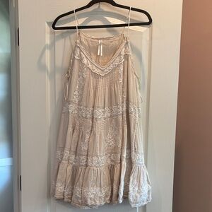 ANTHROPOLOGIE Elegant Cream LINEN Lace Dress